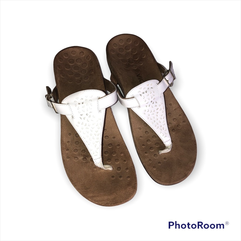 VIONIC Rest Tropez White Thong Post Buckle Sandal Sz 11